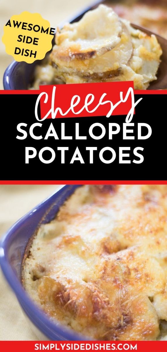These cheesy scalloped potatoes are to DIE for. They are super easy to throw together and have amazing flavor. via @simplysidedishes89