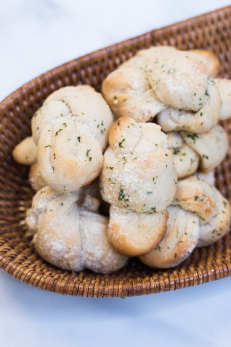 Easy Garlic Knots with Frozen Roll Dough