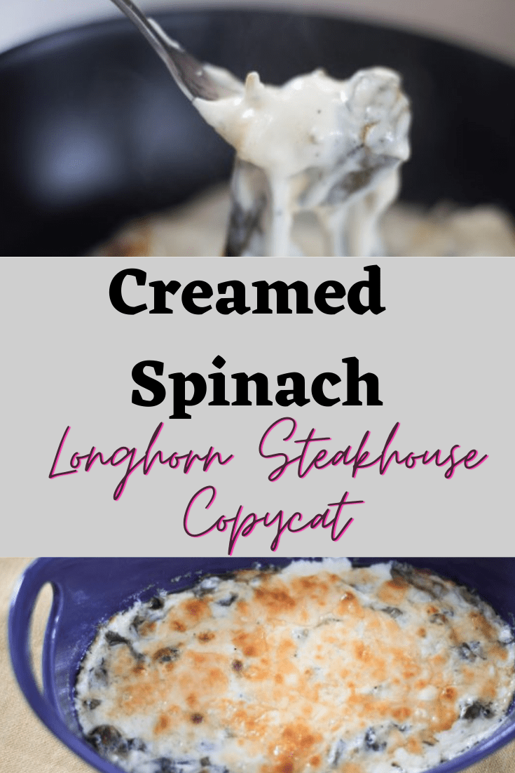 This easy baked creamed spinach recipe is the perfect recipe for every occasion! YUM! It's a Longhorn copycat, and it's absolutely DELICIOUS. via @simplysidedishes89