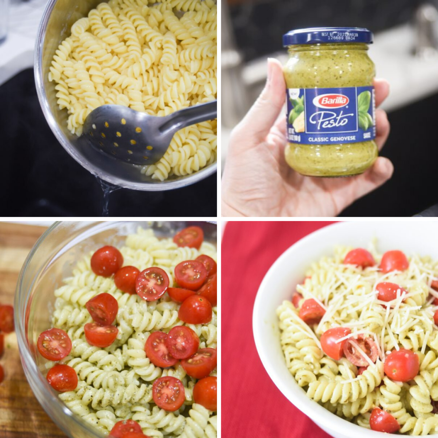 pesto pasta salad ingredients and step by step
