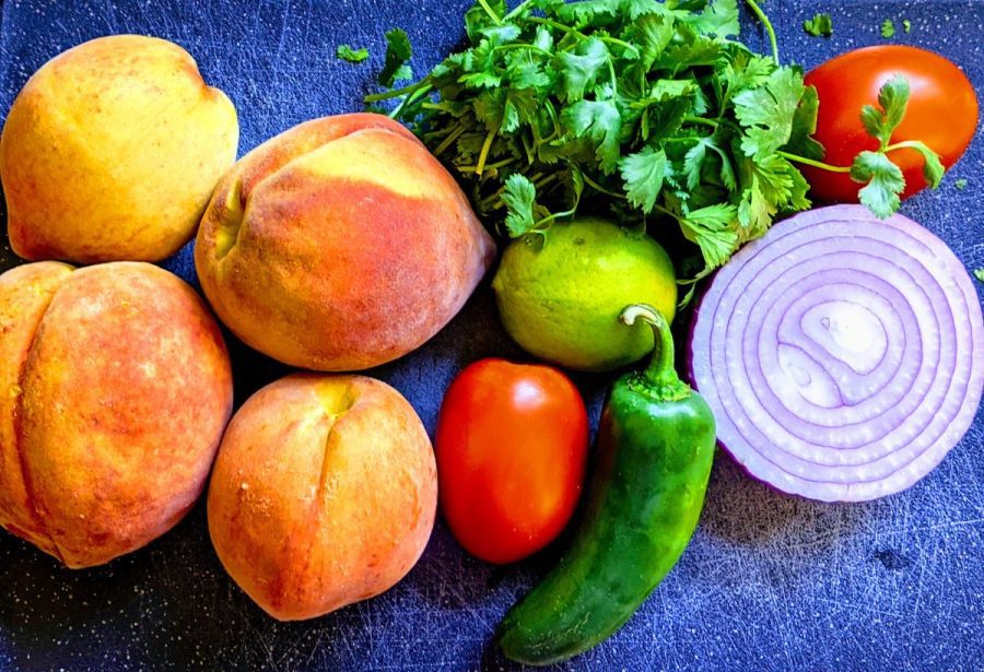 overview of peach salsa ingredients