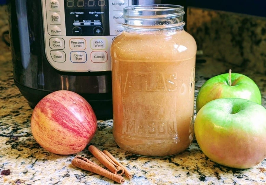 apple sauce in jar with apples