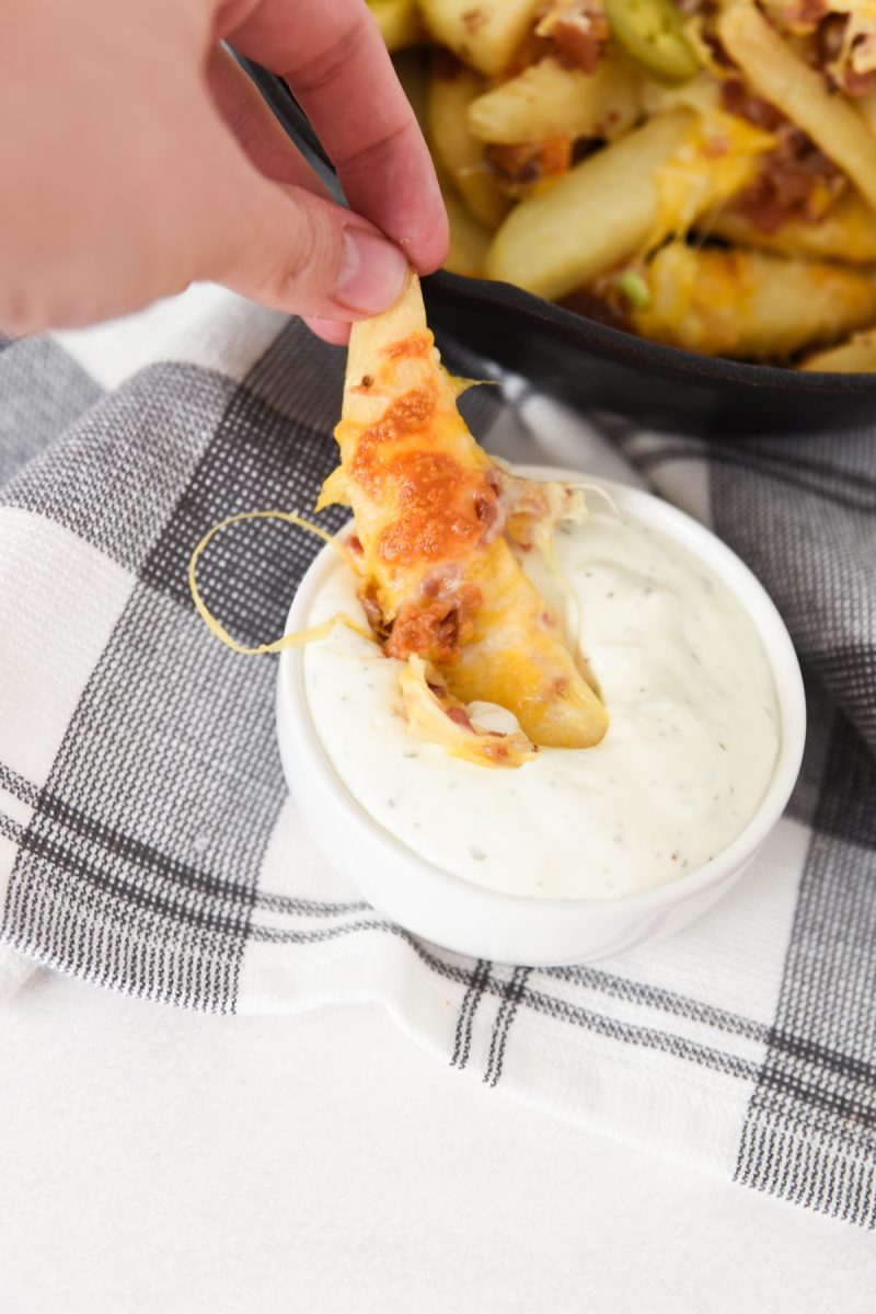 dipping fry in ranch