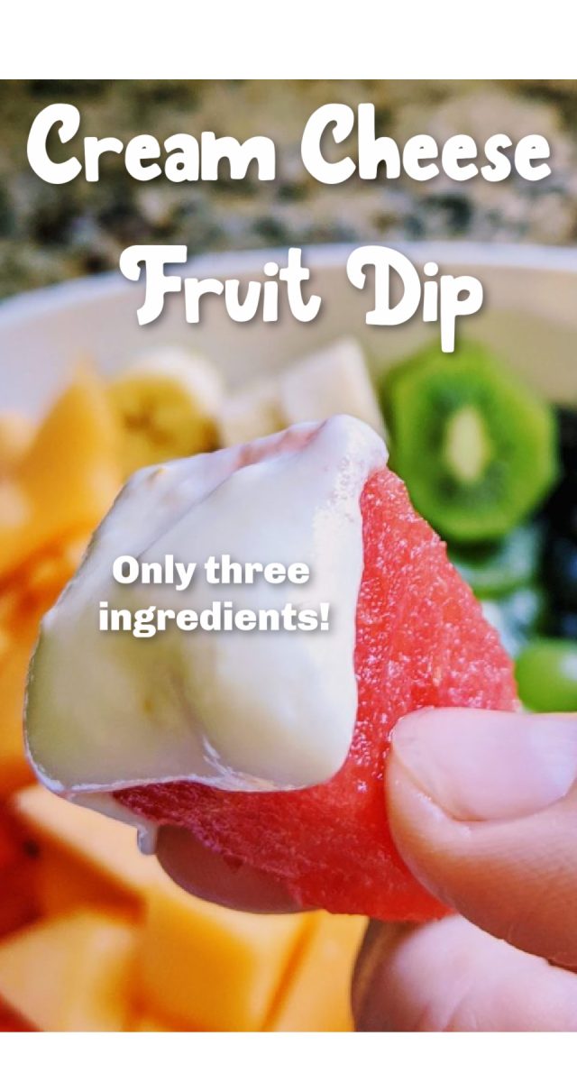 Three Ingredient Cream Cheese Fruit Dip with Marshmallow