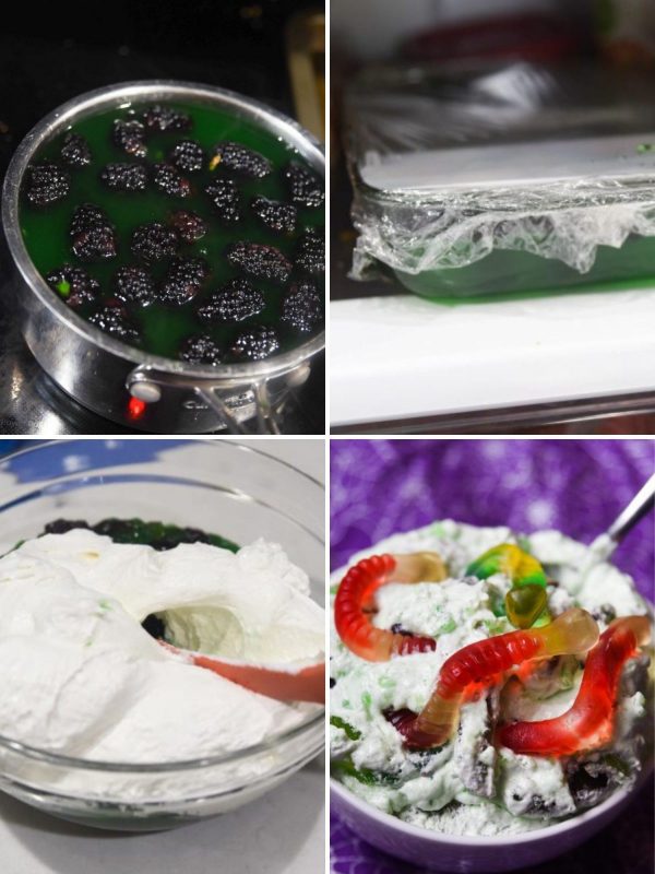 overview of instructions for halloween jello salad