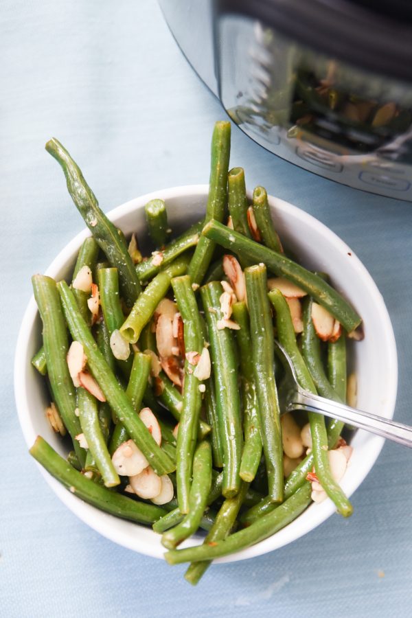 green beans in front of instant pot