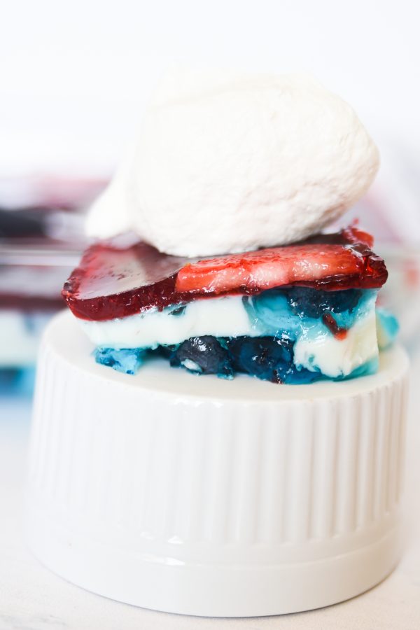 layered red, white and blue jello