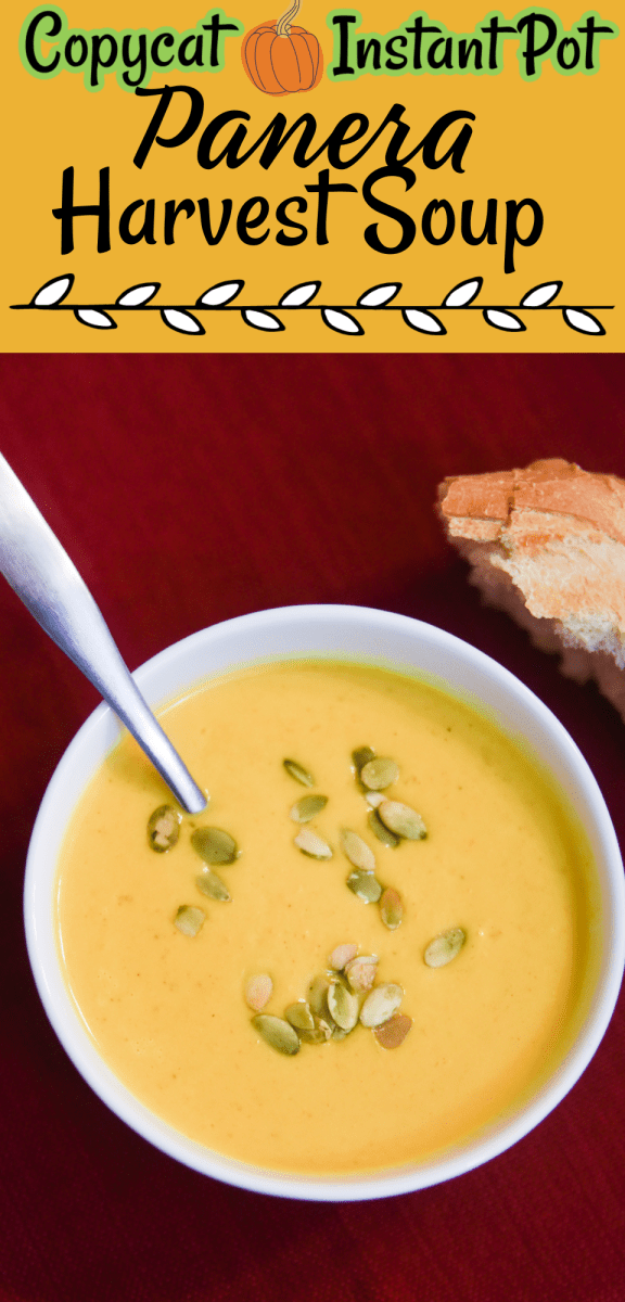 As the weather gets colder in the fall, nothing feels better than creamy Panera autumn squash soup. This Instant Pot soup recipe can be made in one pot for easy cleaning. Warm your soul and your home with Panera Harvest Soup. via @simplysidedishes89