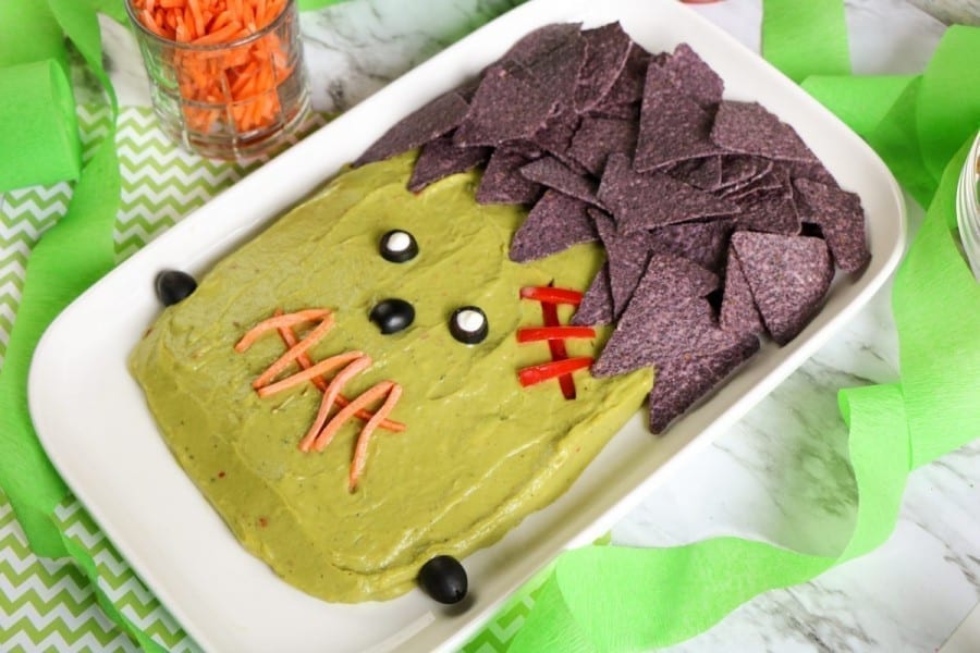 Frankenstein Guacamole Platter – Great Halloween Side Dish!