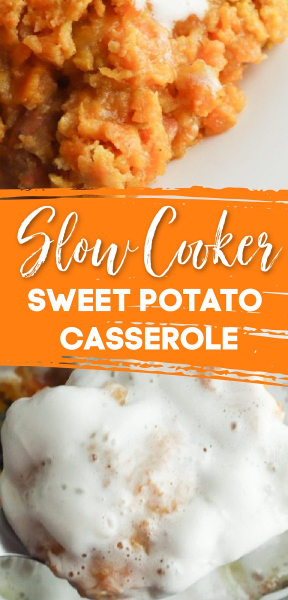 This slow cooker sweet potato casserole recipe is a delicious and easy thanksgiving side dish. Sweet potato with marshmallows make this an irresistible treat for the holidays. via @simplysidedishes89