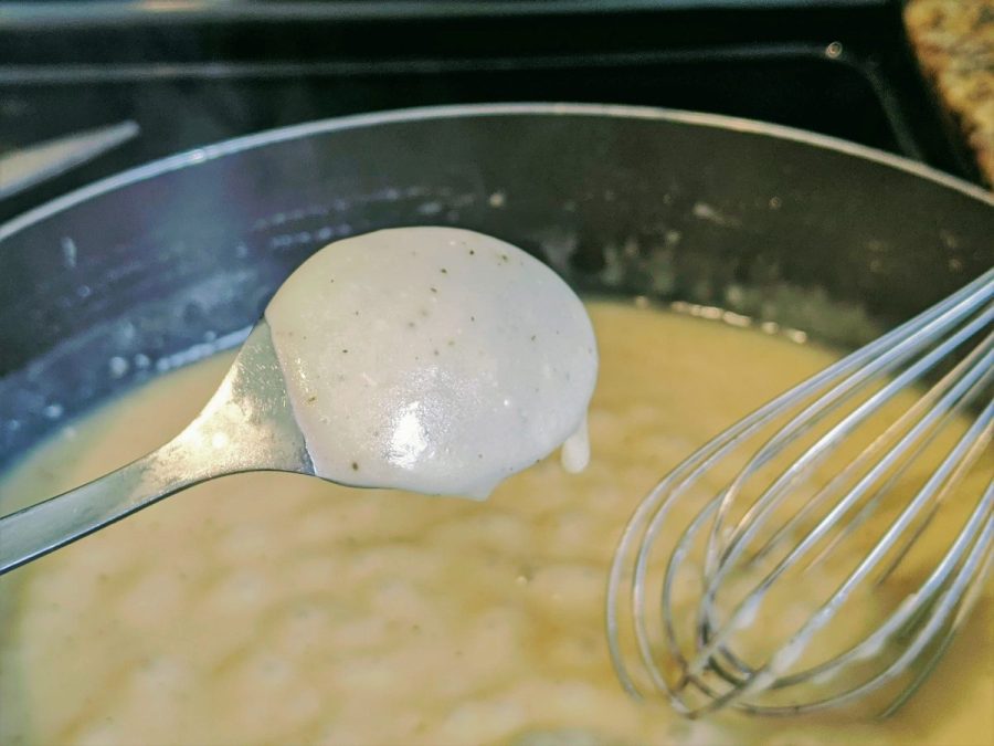 gravy on the back of a spoon 