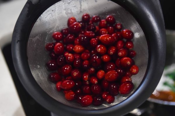 washing cranberries