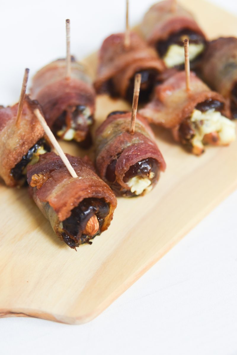 row of bacon wrapped dates