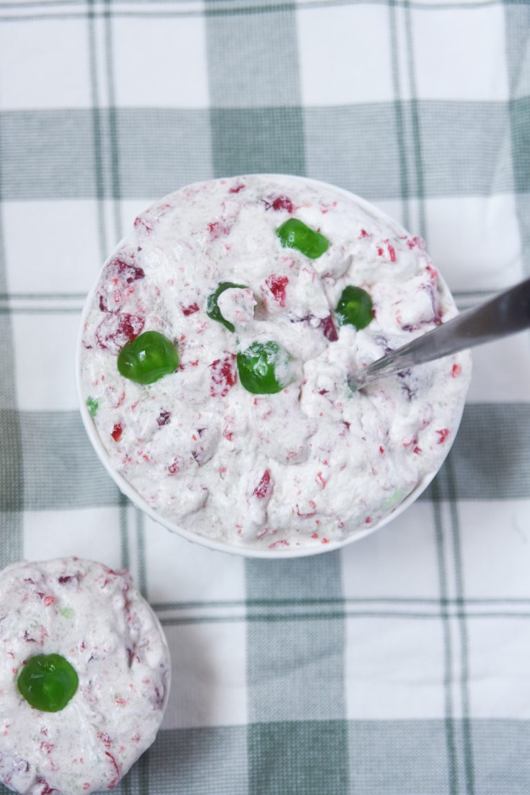 Easy Christmas Jello Salad with Green Cherries