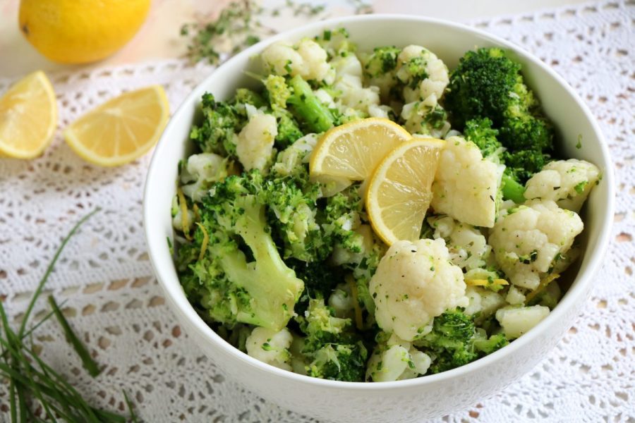cauliflower and broccoli with fresh herb butter side dish