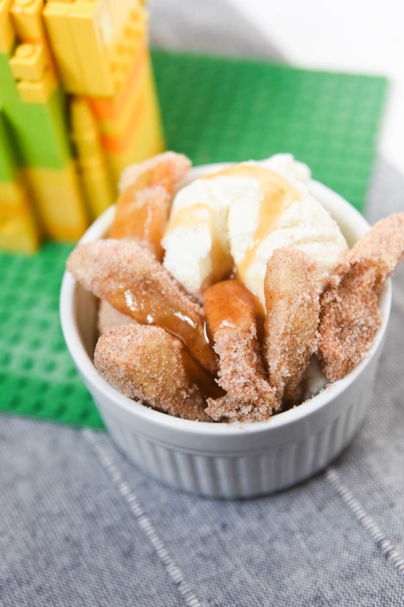 granny apple fries with ice cream and caramel 