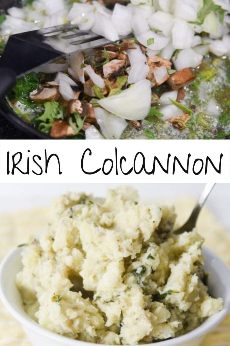 Irish Colcannon potatoes are a savory combination of potatoes, kale, onion, and mushroom made into a creamy mash with the help of a generous serving of butter and cream. via @simplysidedishes89