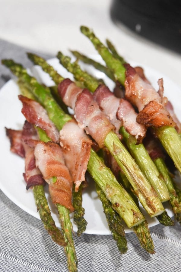 plate of bacon wrapped asparagus