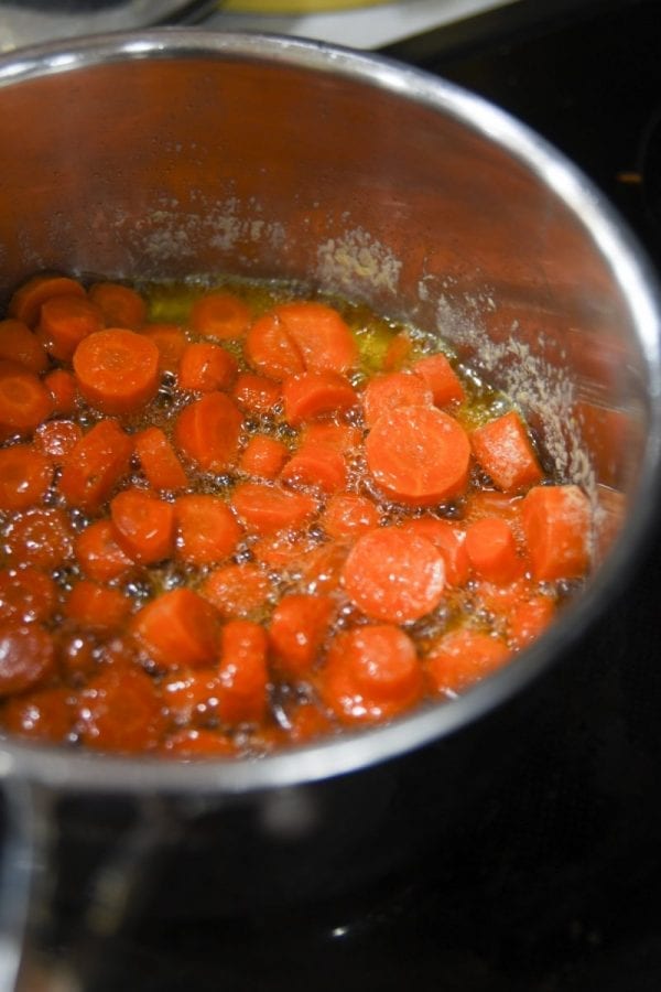 maple glazed carrots in pot