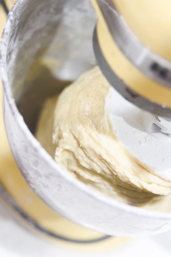 mixing dough in kitchen aid