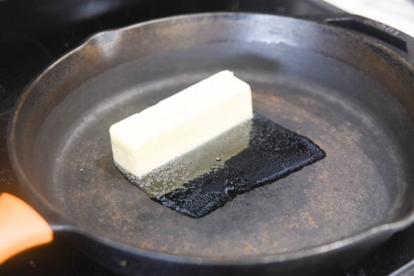 melting butter in cast iron skillet