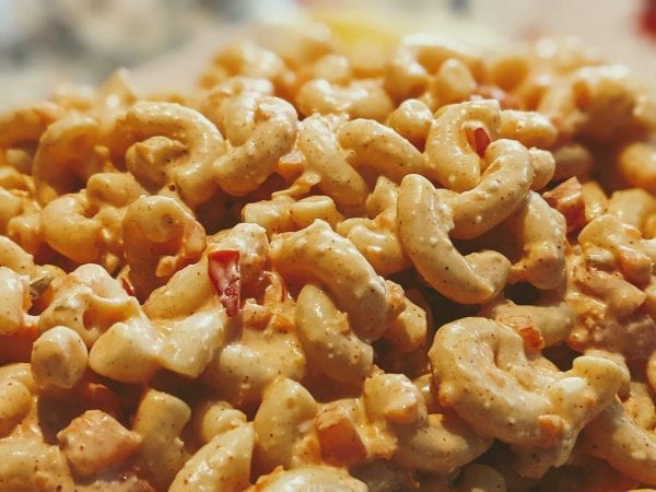 amish macaroni salad closeup