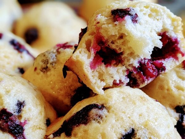closeup of blueberry muffins