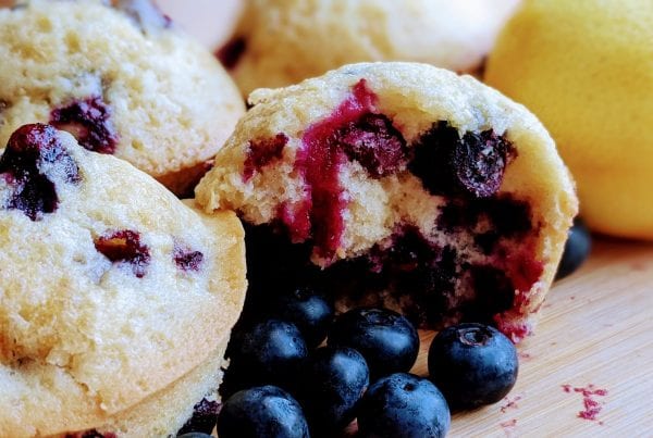 fluffy dairy free blueberry muffins