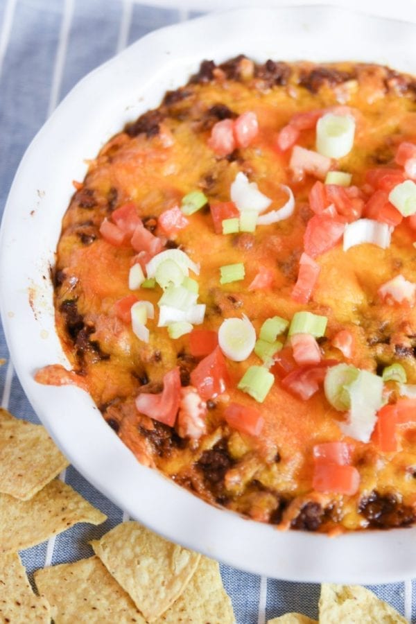 Layered Mexican Taco Dip with Ground Beef