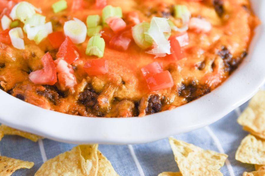 Cheesy taco dip with beef