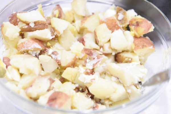 mixed ingredients for potato salad