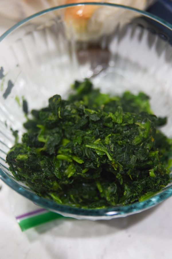 drained spinach