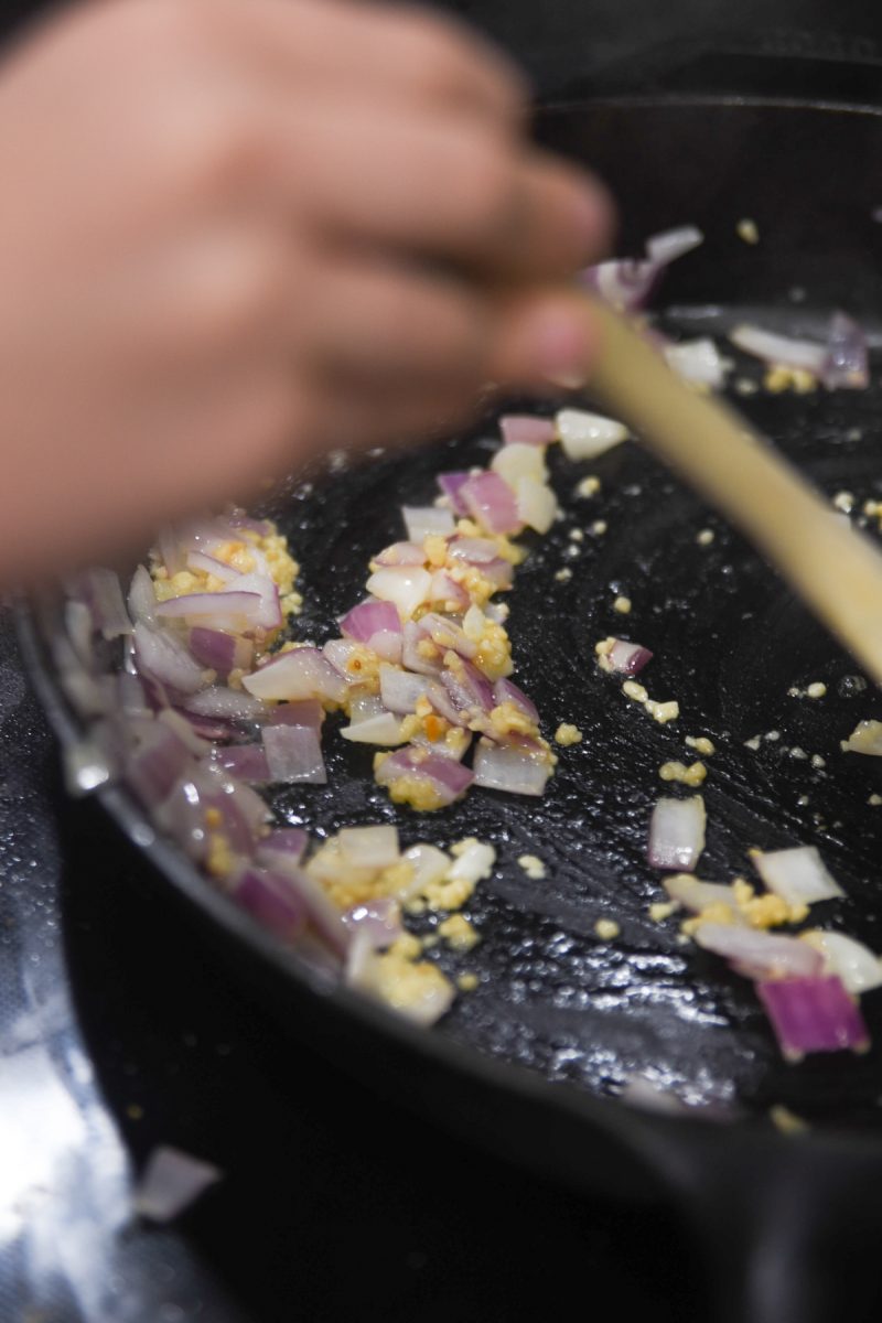 cooking onions and garlic