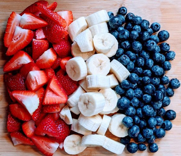 red, white, and blue fruits