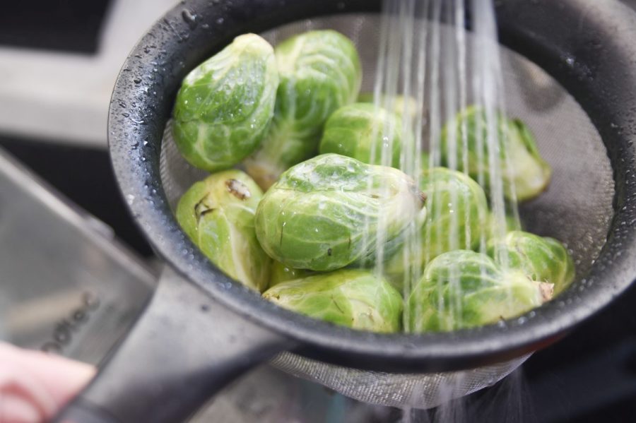 washing brussel sprouts