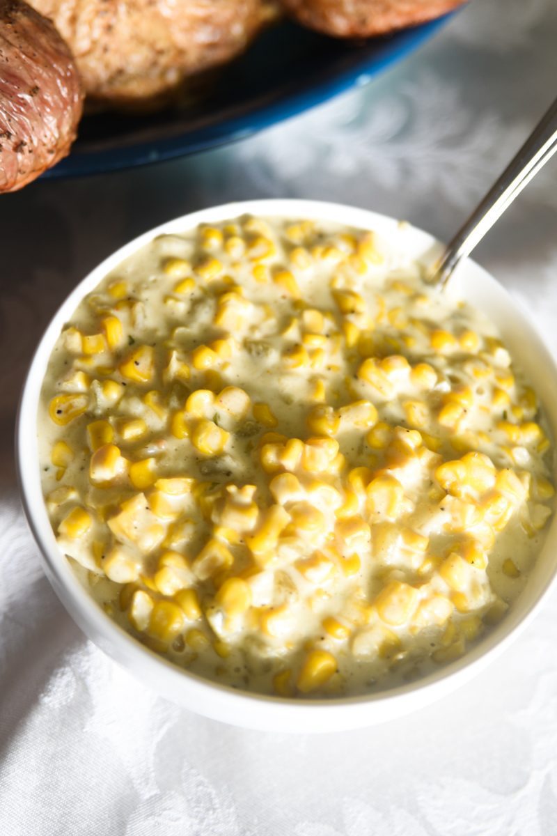 bowl of spicy creamed corn