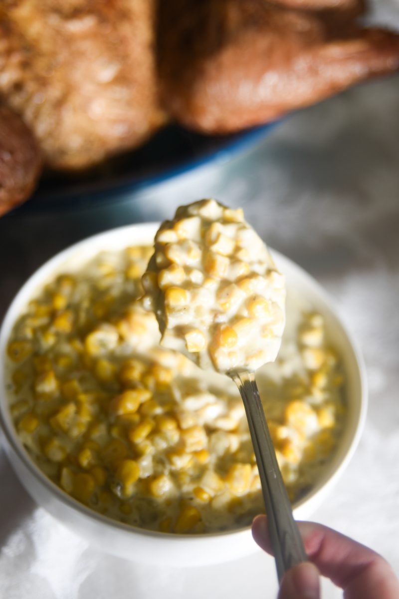 spoon of creamed corn