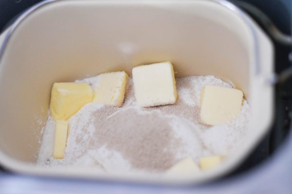 butter on top of other ingredients in bread machine