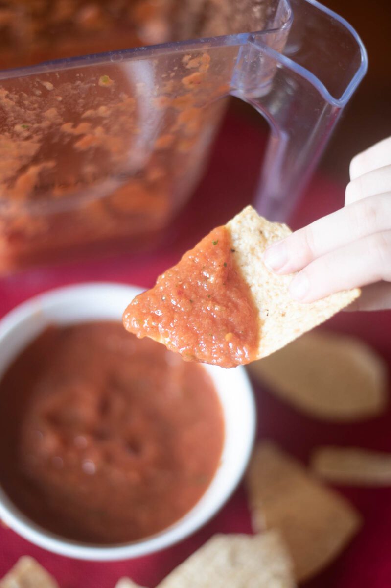 fresh salsa on a chip