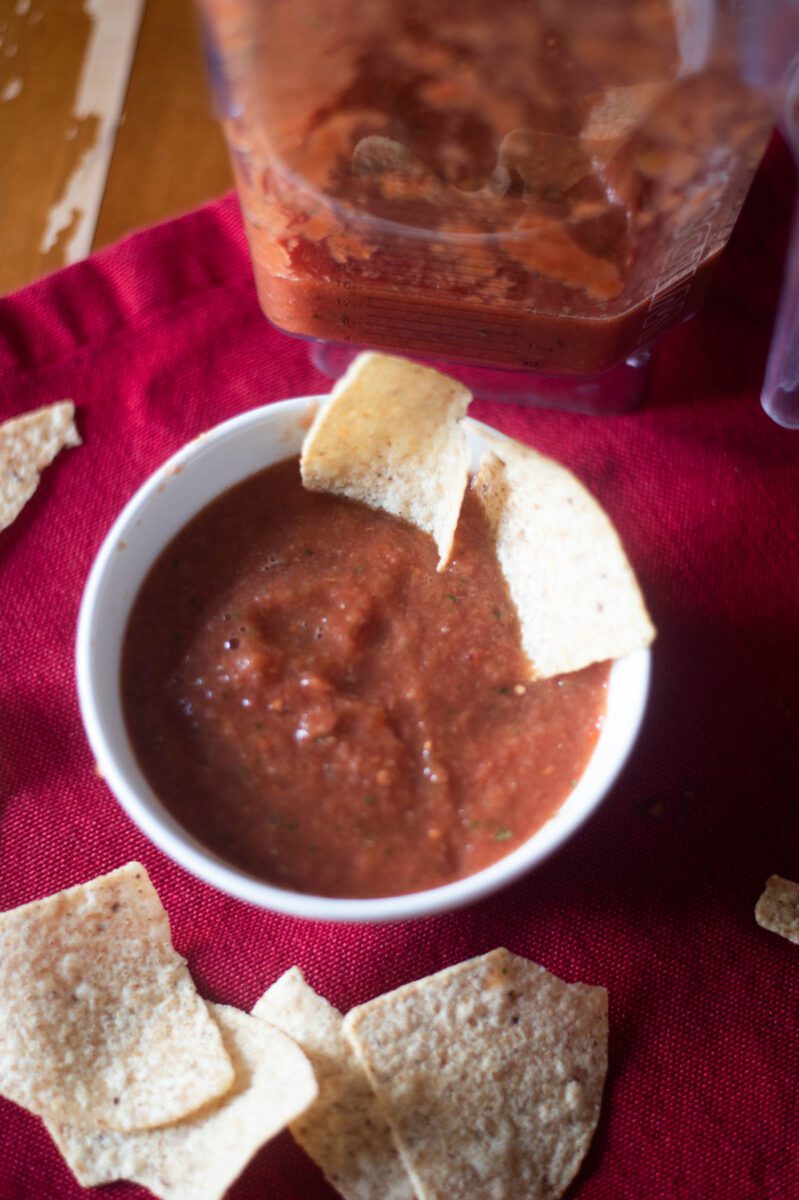chips in salsa bowl